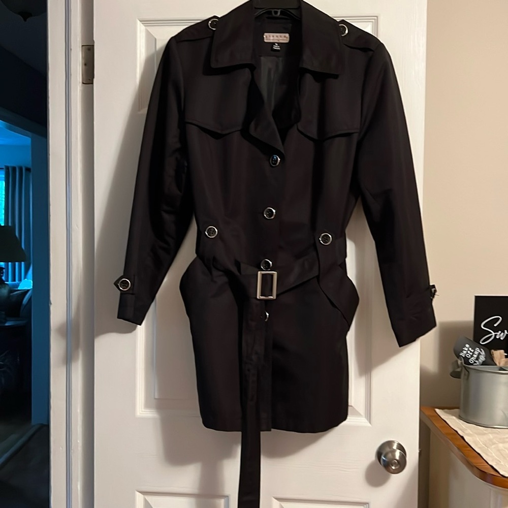 Black all weather short trench coat